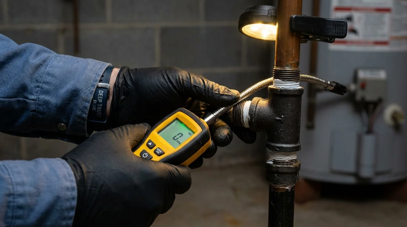 Gas leak detection with electronic sniffer by Johns Plumbing LLC in Joliet