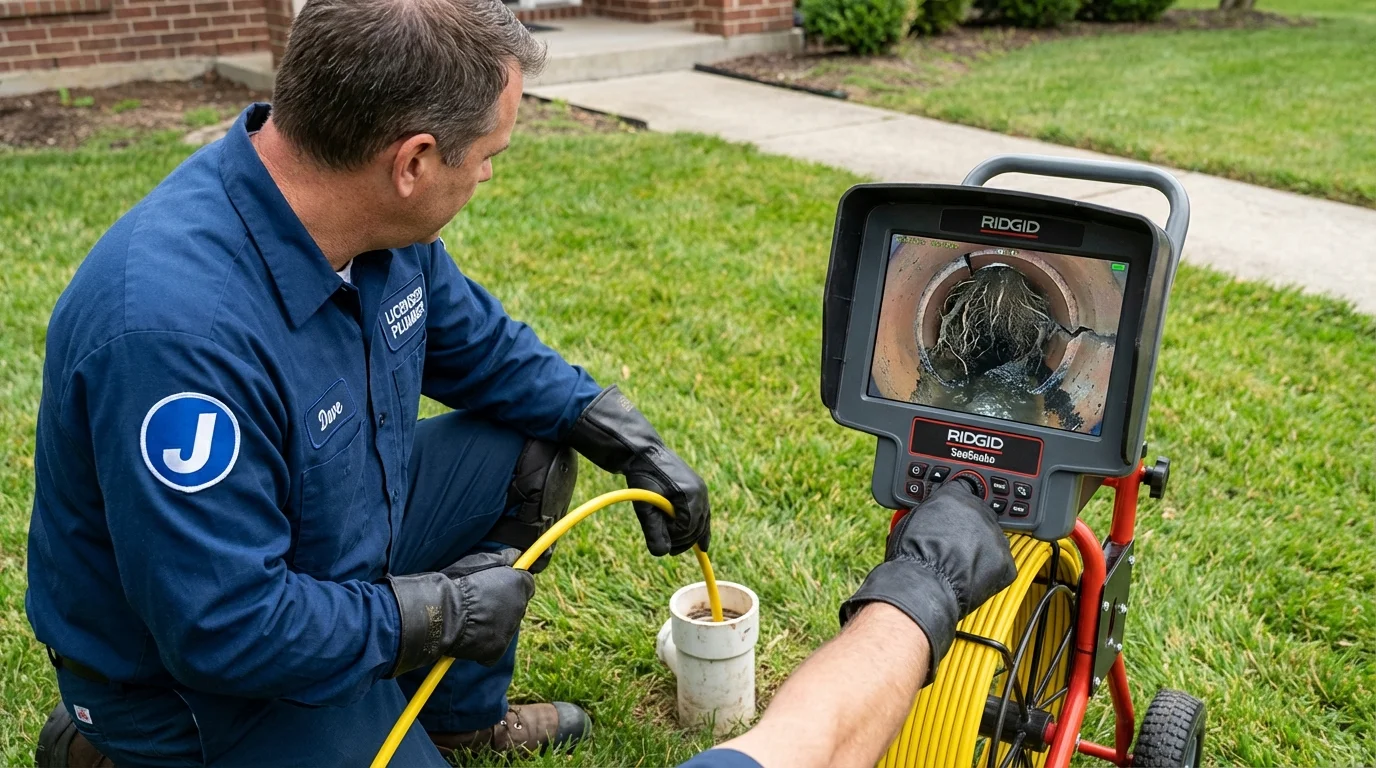 Sewer camera inspection being performed by Johns Plumbing LLC in Joliet