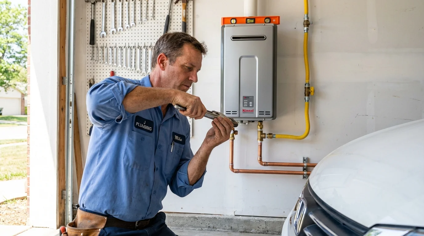 Tankless water heater installation by a Johns Plumbing LLC plumber in Joliet